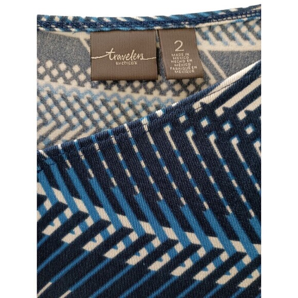 Chicos Travelers Top Size 2 Classic Sky Weaves Asymmetrical Blue Knit - Picture 2 of 5